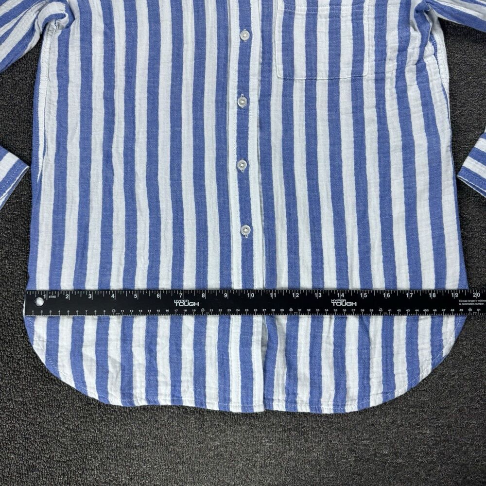 J.Crew Factory Womens Sz XS Striped Gauze Button Up Shirt Blue White Coastal - Picture 6 of 11